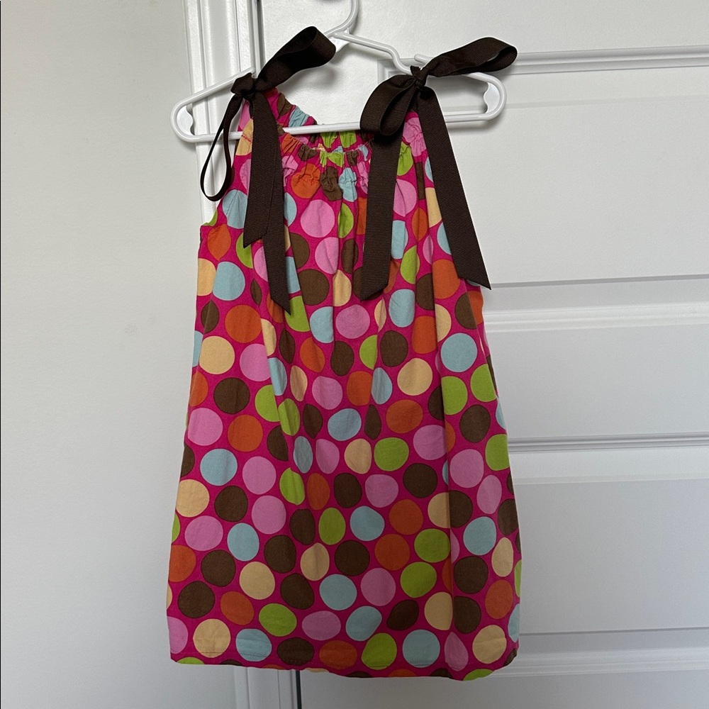 Colorful Polka Dot Dress with Brown Ties